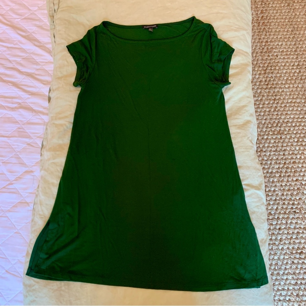 Eileen Fisher Forest Green Boatneck Mini Dress